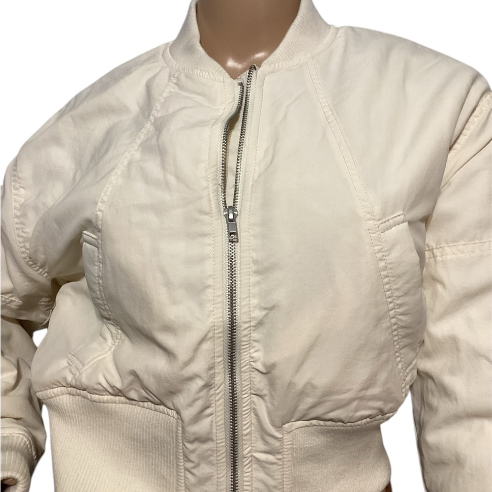 Ashley By 26 International Cream Bomber Jacket with Ribbed Details